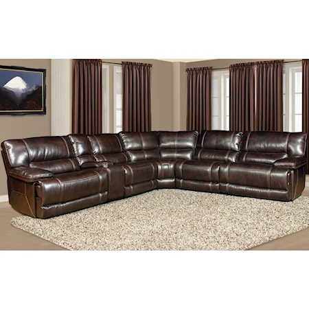 5 Seater Power Reclining Sectional Sofa with Cup Holder Console and Large Pillow Arms